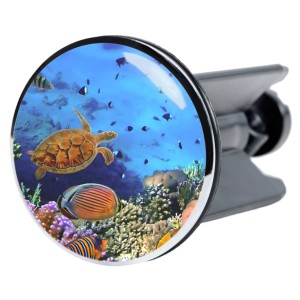 Sanilo Waschbeckenstöpsel Ocean mit Unterwasserwelt-Motiv für handelsübliche Waschbecken.
