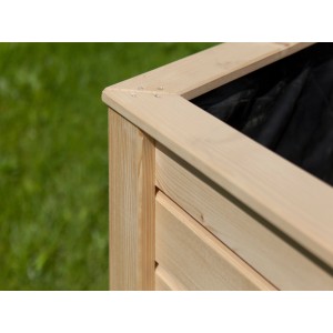 Detailansicht Kiehn-Holz Hochbeet aus Fichte, 100x60x75 cm, mit Folie.