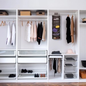 Relaxdays Hängeregal Kleiderschrank Vlies Anthrazit 6 Fächer Faltbar 96 cm x 32 cm x 31 cm