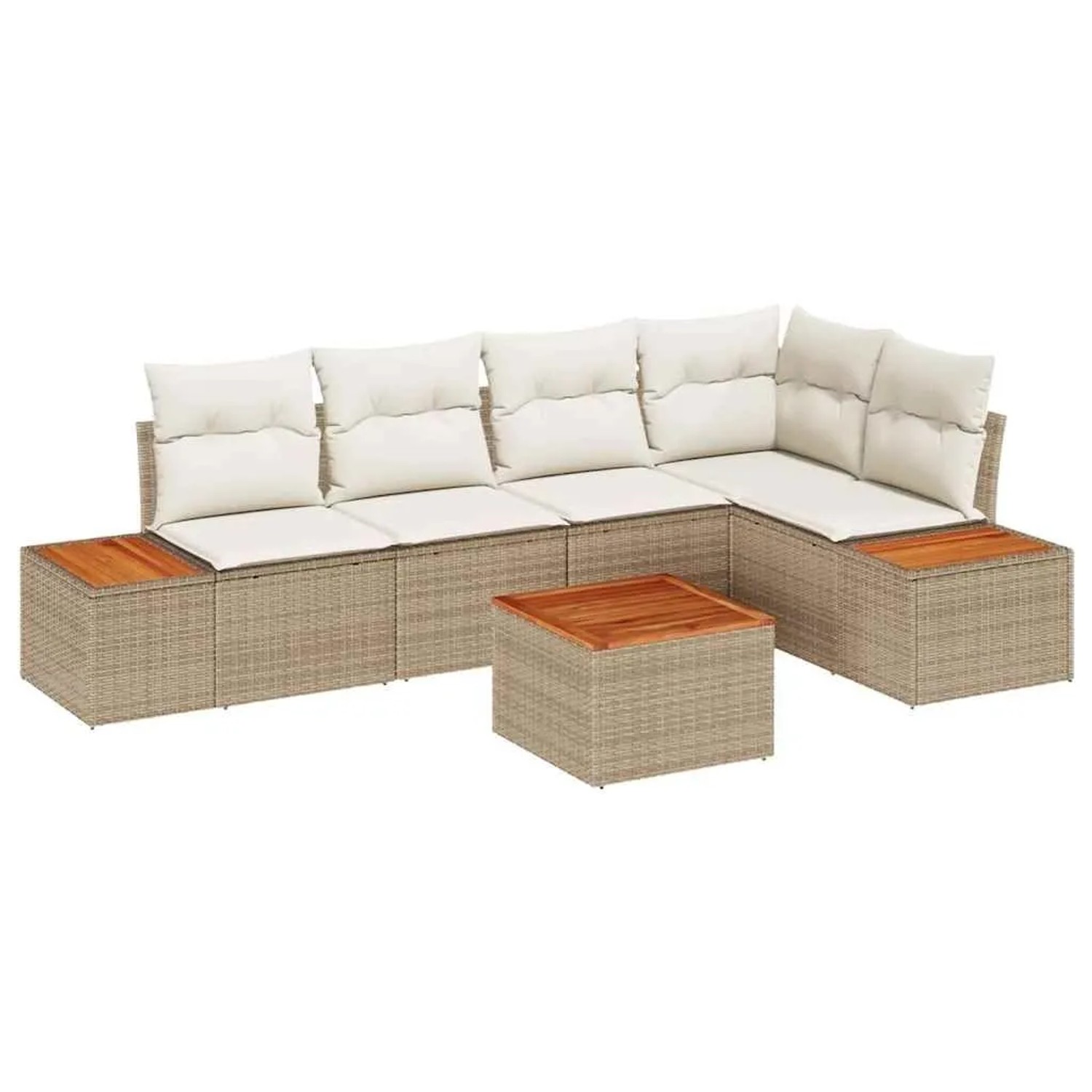 vidaXL Garten-Sofa-Set mit Kissen 6-Tlg Beige und Creme Poly Rattan 3356761