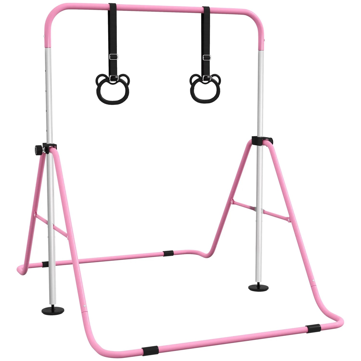 HOMCOM Turnreck Gymnastikstange für Kinder, Turnstange ab 3 Jahre, 88-128cm, (Reckanlage, 1-St., Reckstange), für Indoor bis 50 kg belastbar Stahl Rosa