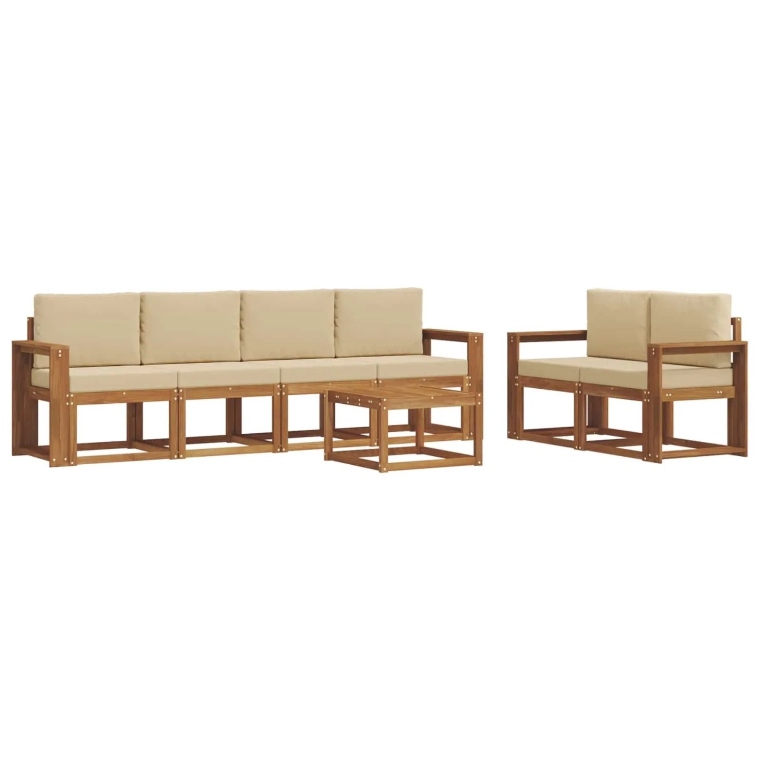 vidaXL Outdoor-Sofagarnitur 7 Stk Natur und Beige Massivholz Akazie 3366051