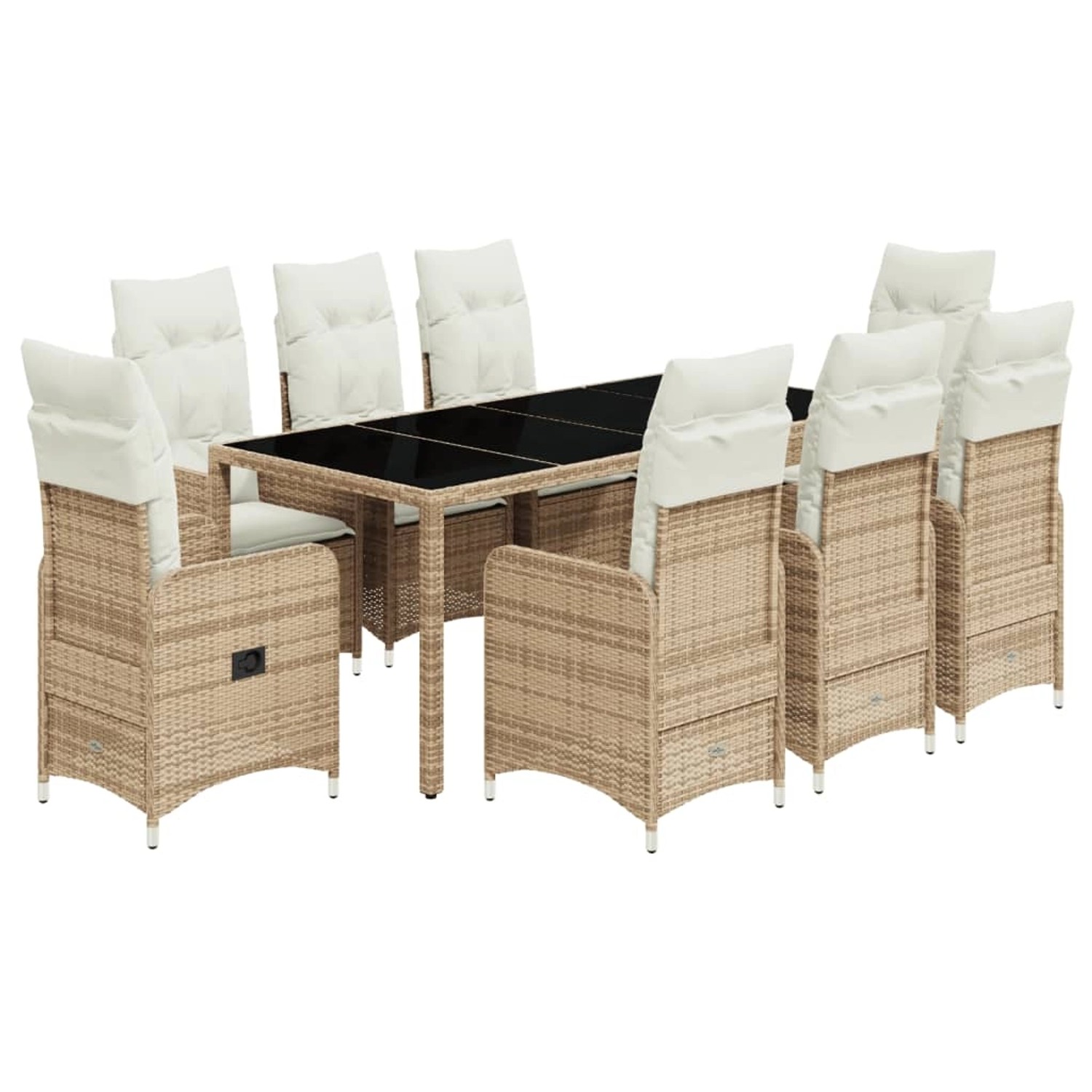 Thumbnail - vidaXL 9-tlg Garten-Bistro-Set mit Kissen Beige Poly Rattan Modell 6