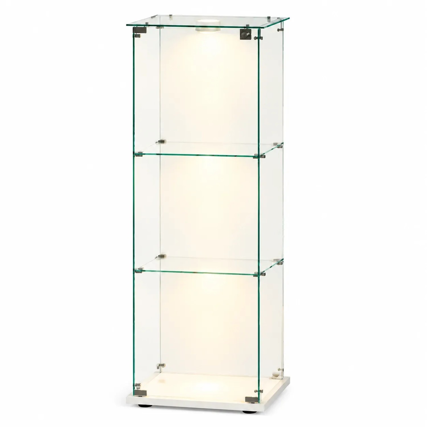 PXloue VITRINE  3-Stöckig mit LED Staubdicht Weiß
