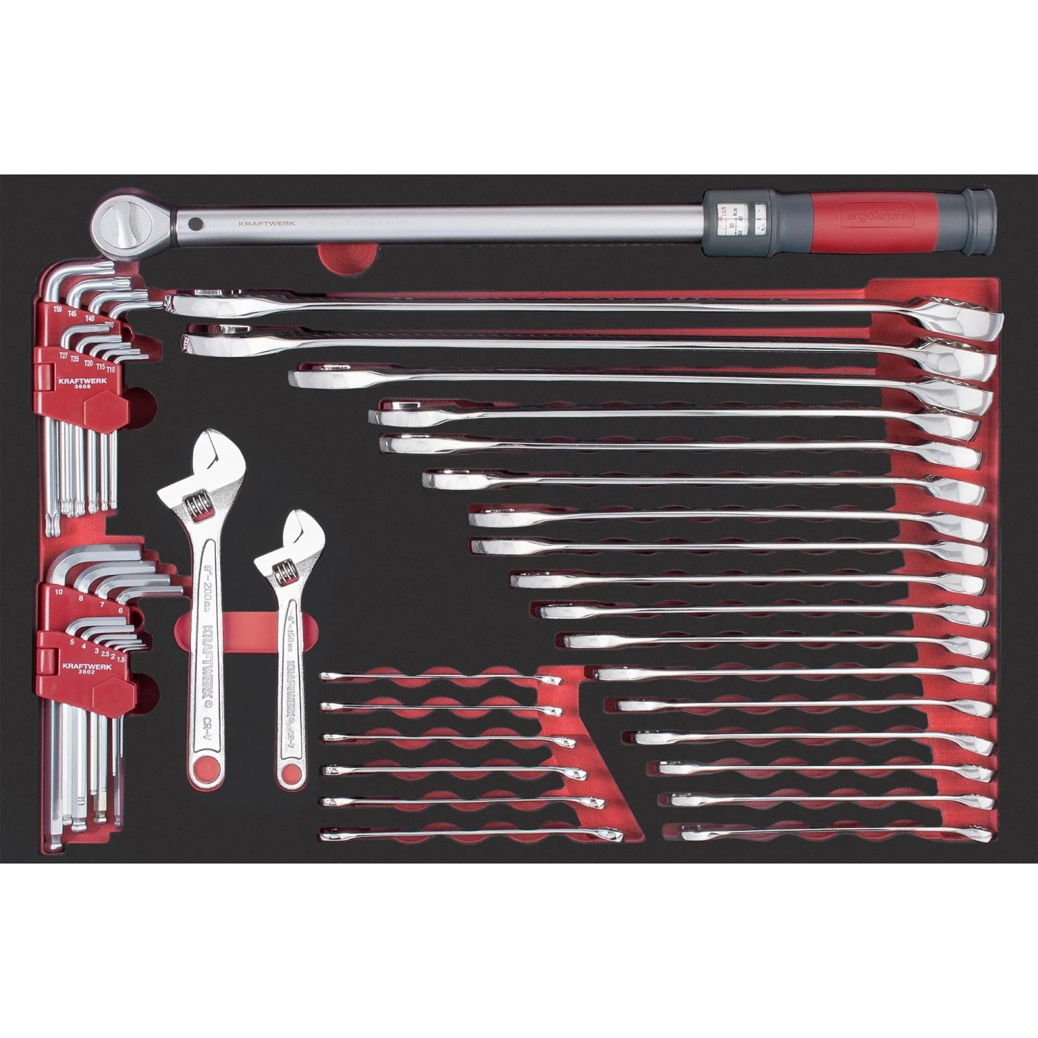 Kraftwerk-Werkzeug-Set Ring-Maulschlüssel 45-teilig 60 cm x 40 cm Einlage