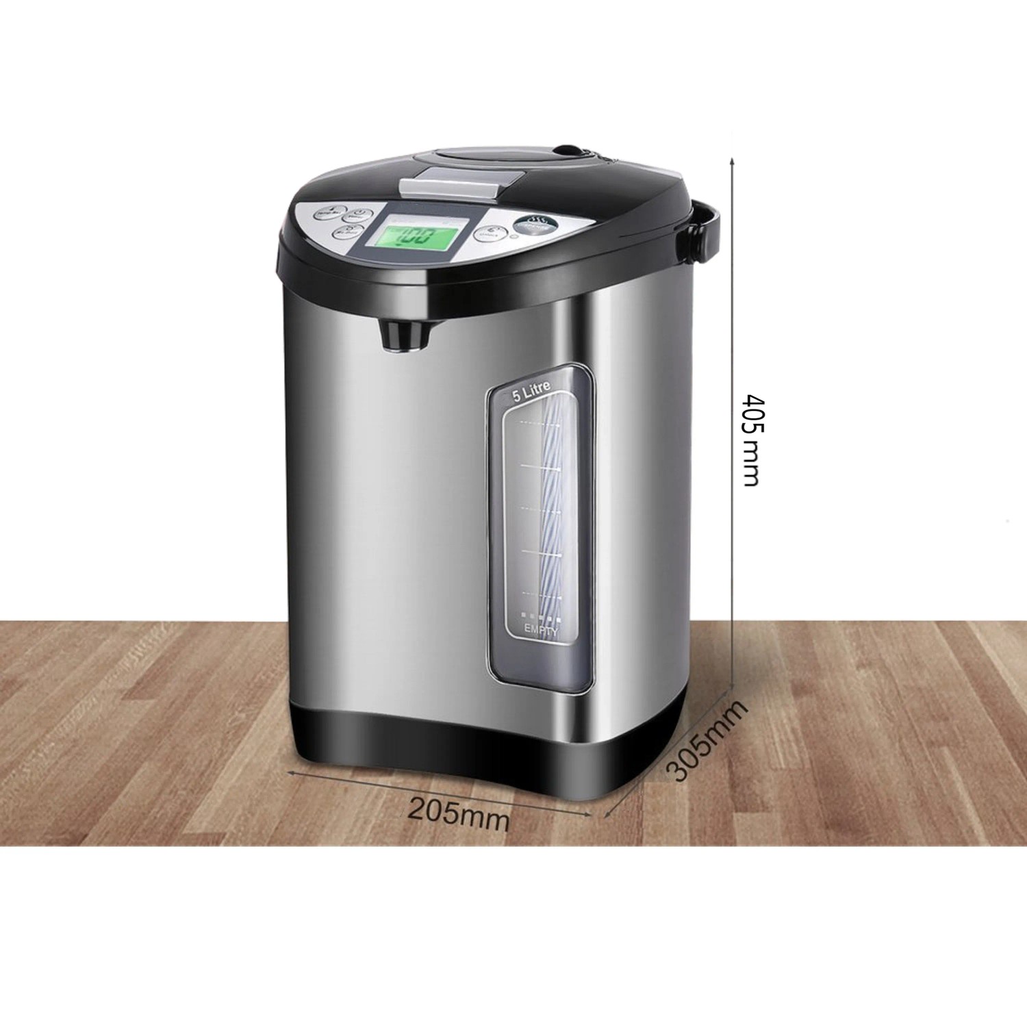 Steinborg SB-2015 Thermopot, 5 Liter, Edelstahlgehäuse mit Display und Wasserstandsanzeige.