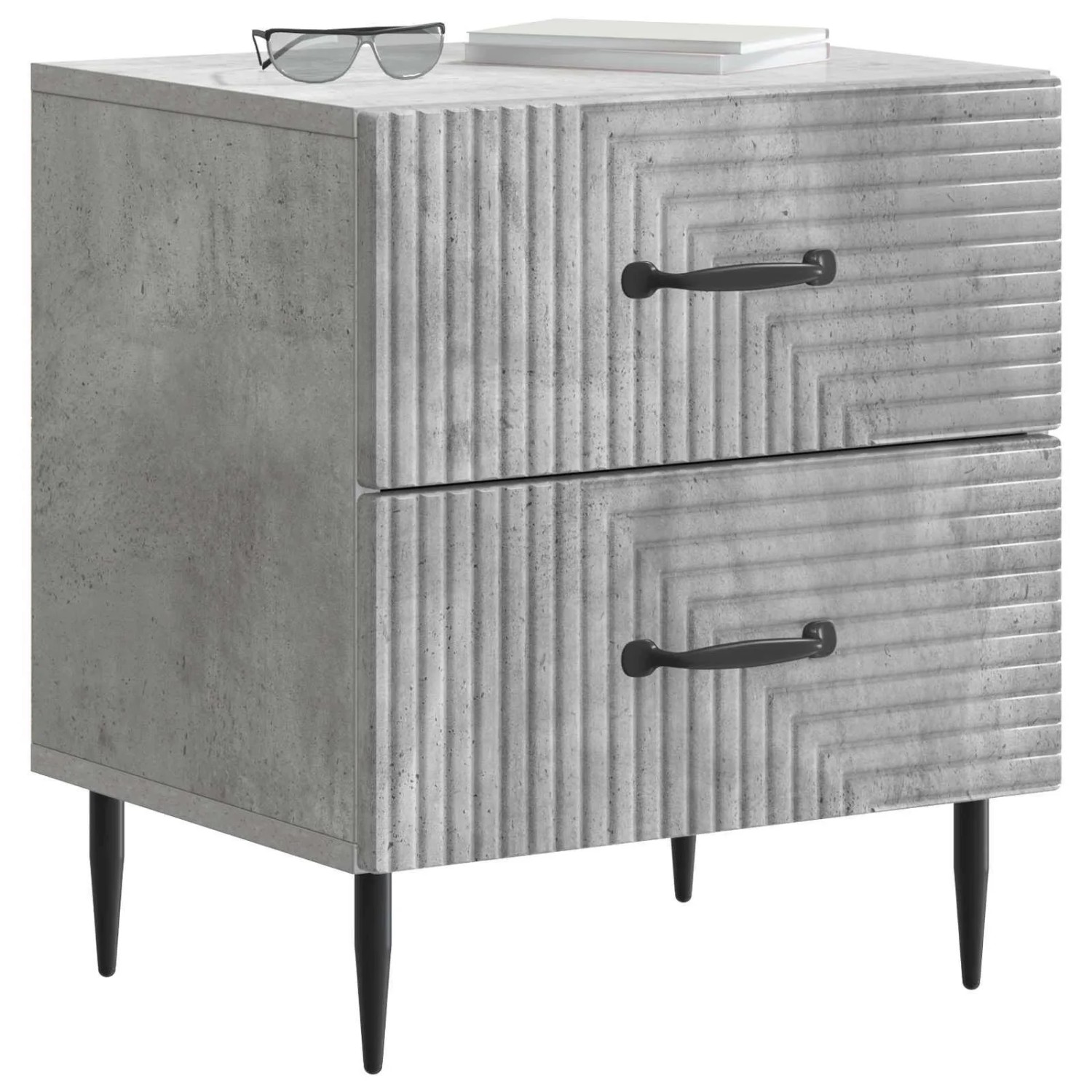 vidaXL Nachttisch 2 Stk Betongrau 43 x 34,5 x 47,5 cm Holzwerkstoff 894762_2