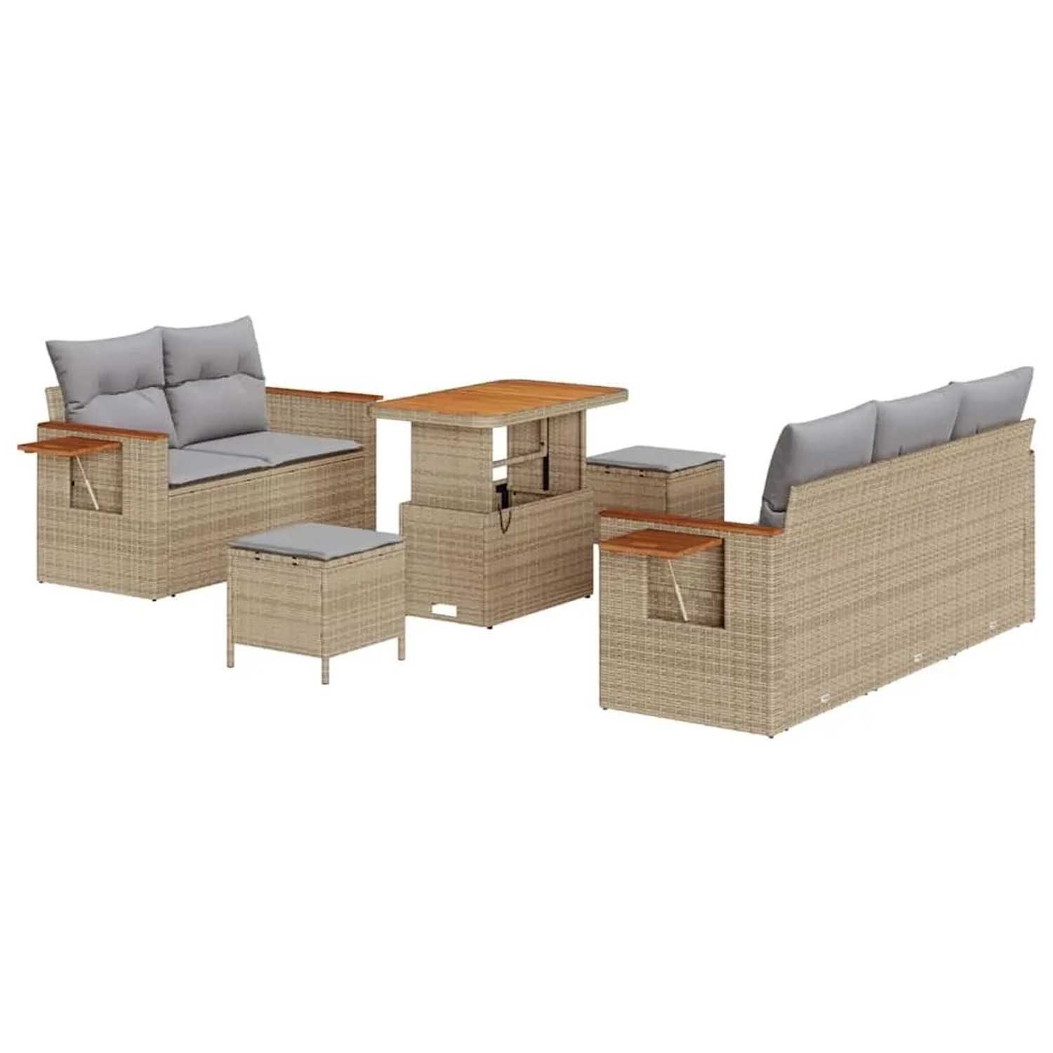 vidaXL Gartensofa-set mit Kissen 8-Tlg Beige und Hellgrau 3363122