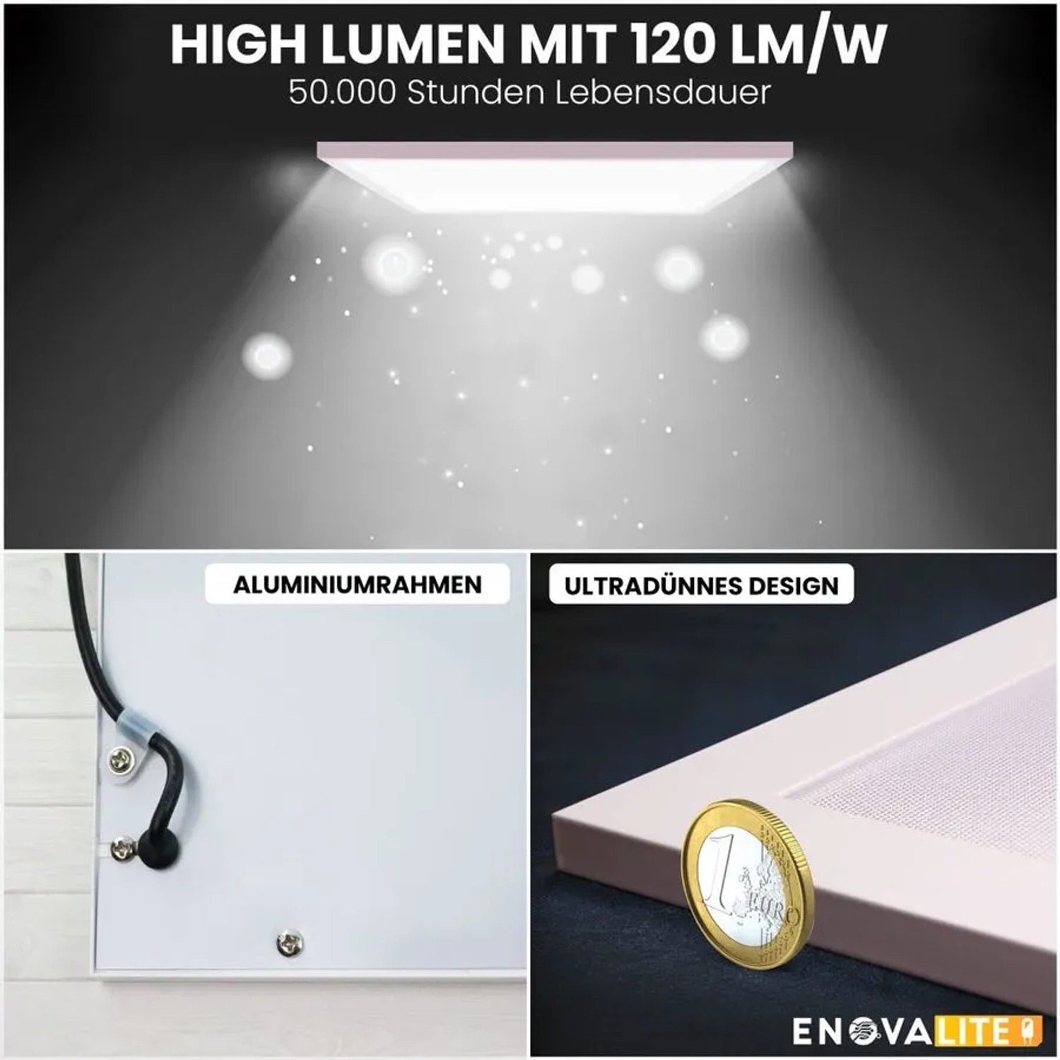 ENOVALITE LED Panel 62x62: Rasterdeckenleuchte mit OSRAM Netzteil für Büros.