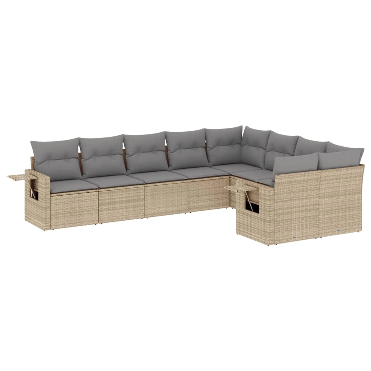 vidaXL 9-Tlg Garten-Sofagarnitur mit Kissen Beige Poly Rattan 3220638 günstig online kaufen