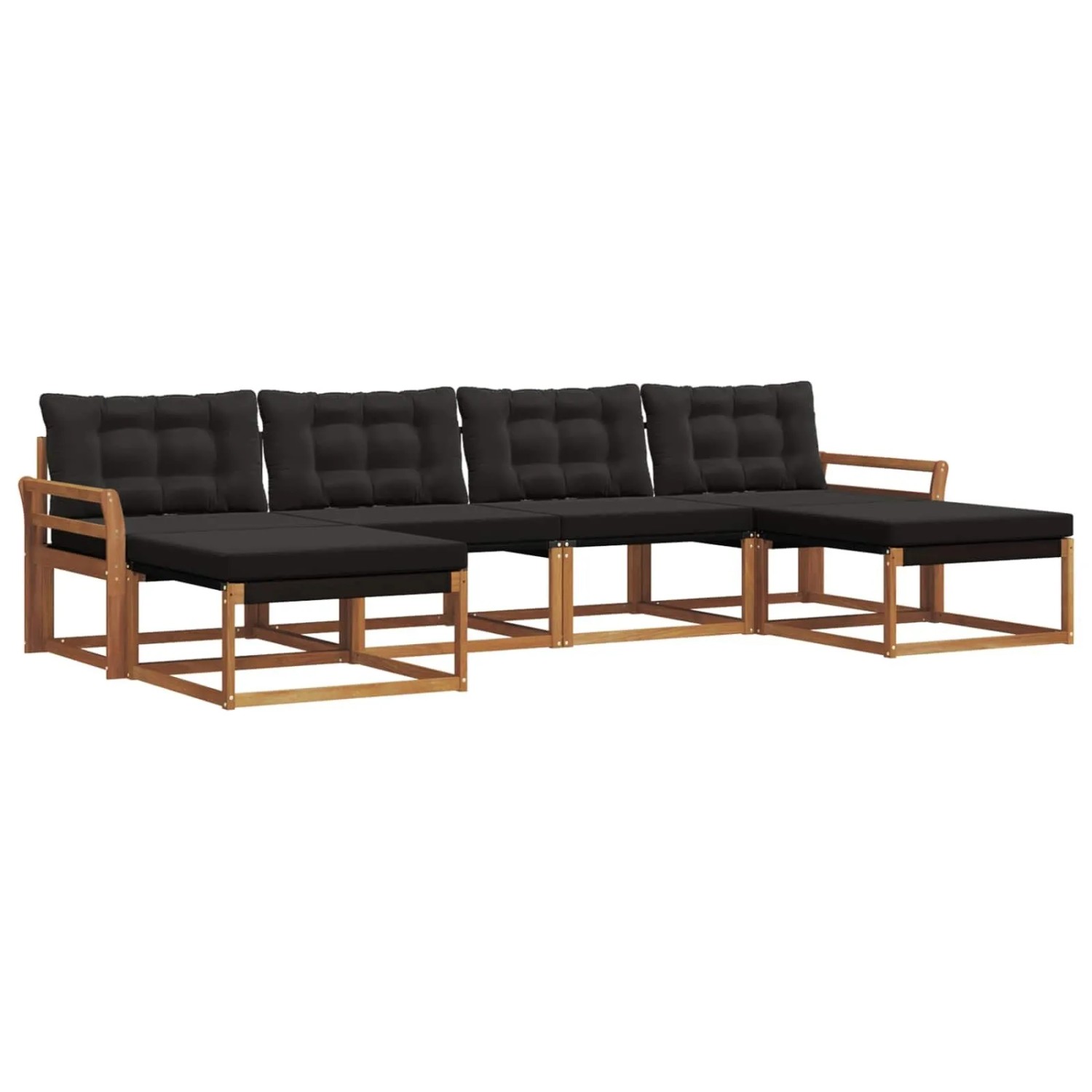 vidaXL Outdoor-Sofagarnitur mit Kissen 6-Tlg Natur und Schwarz 3369723