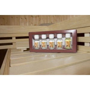 Karibu Saunaduft Geschenkset mit 5 Duftrichtungen im Geschenkkarton.