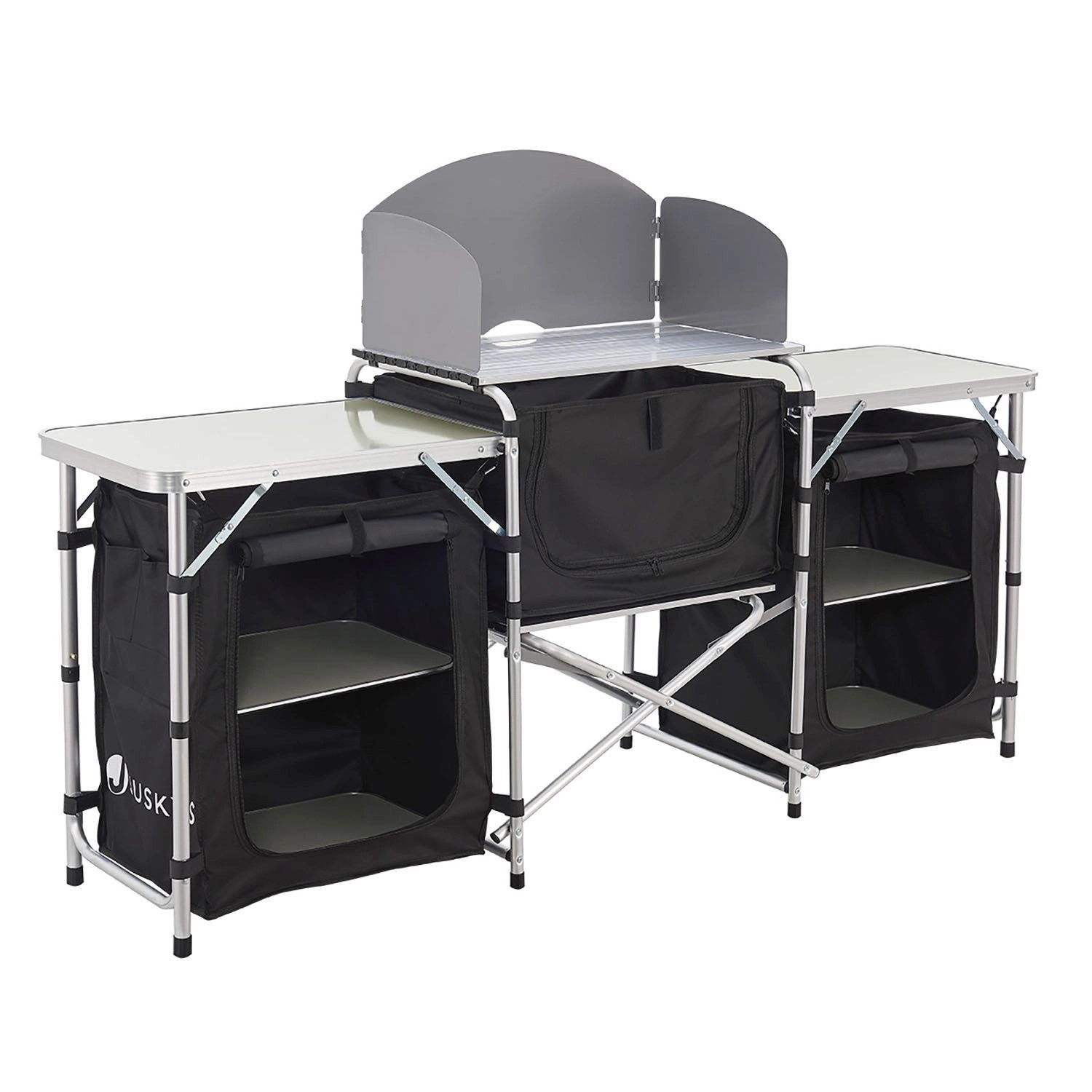 Juskys Campingküche Garda 175 x 40 x 111 cm mit Tasche Schwarz