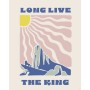 Komar Wandbild Disney König der Löwen Pride Rock, 40x50 cm, beige. Löwen-Silhouette vor Felsenlandschaft.