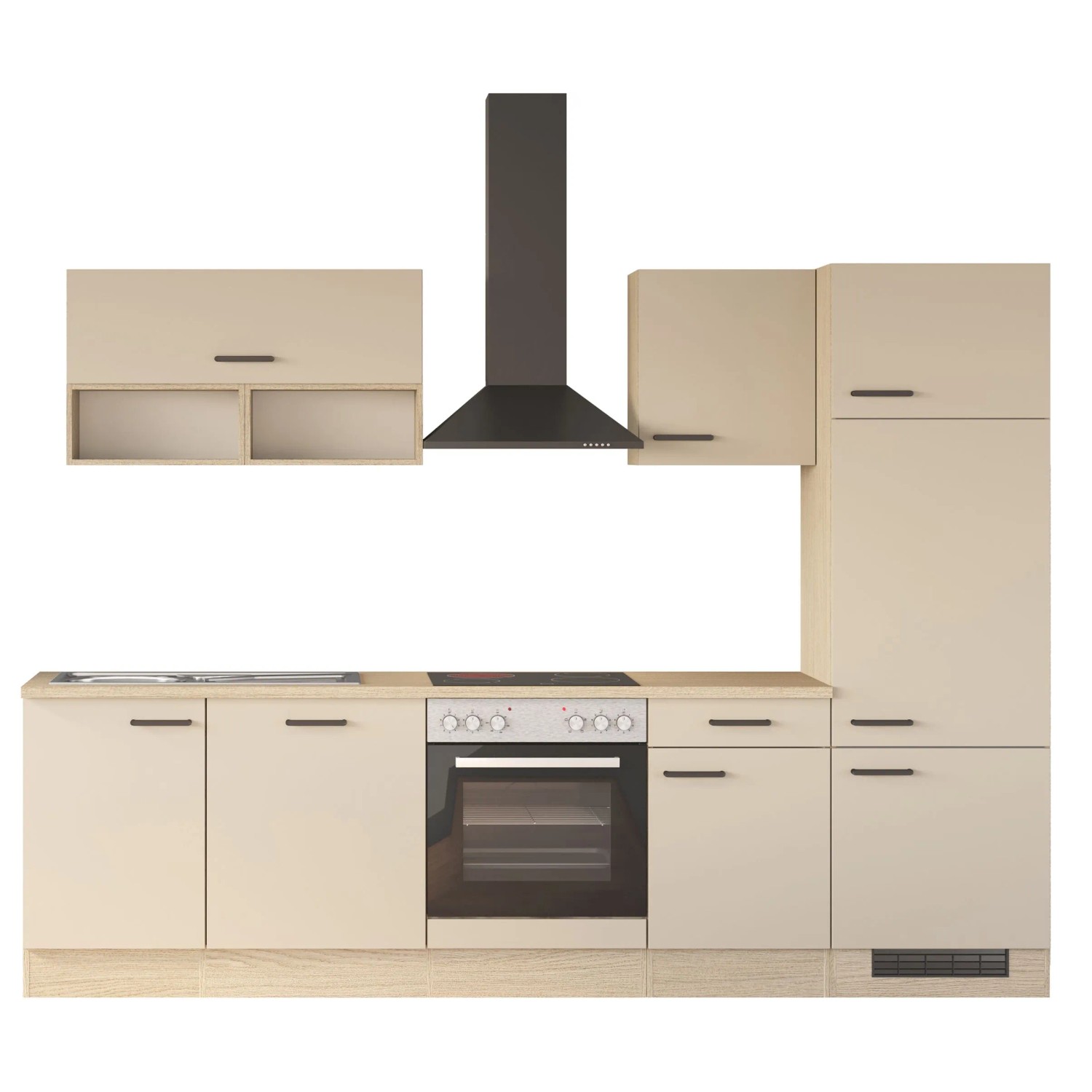 Flex-Well Exklusiv Küchenzeile 2331 Creso 280 cm Cashmere Matt - Provence Oak