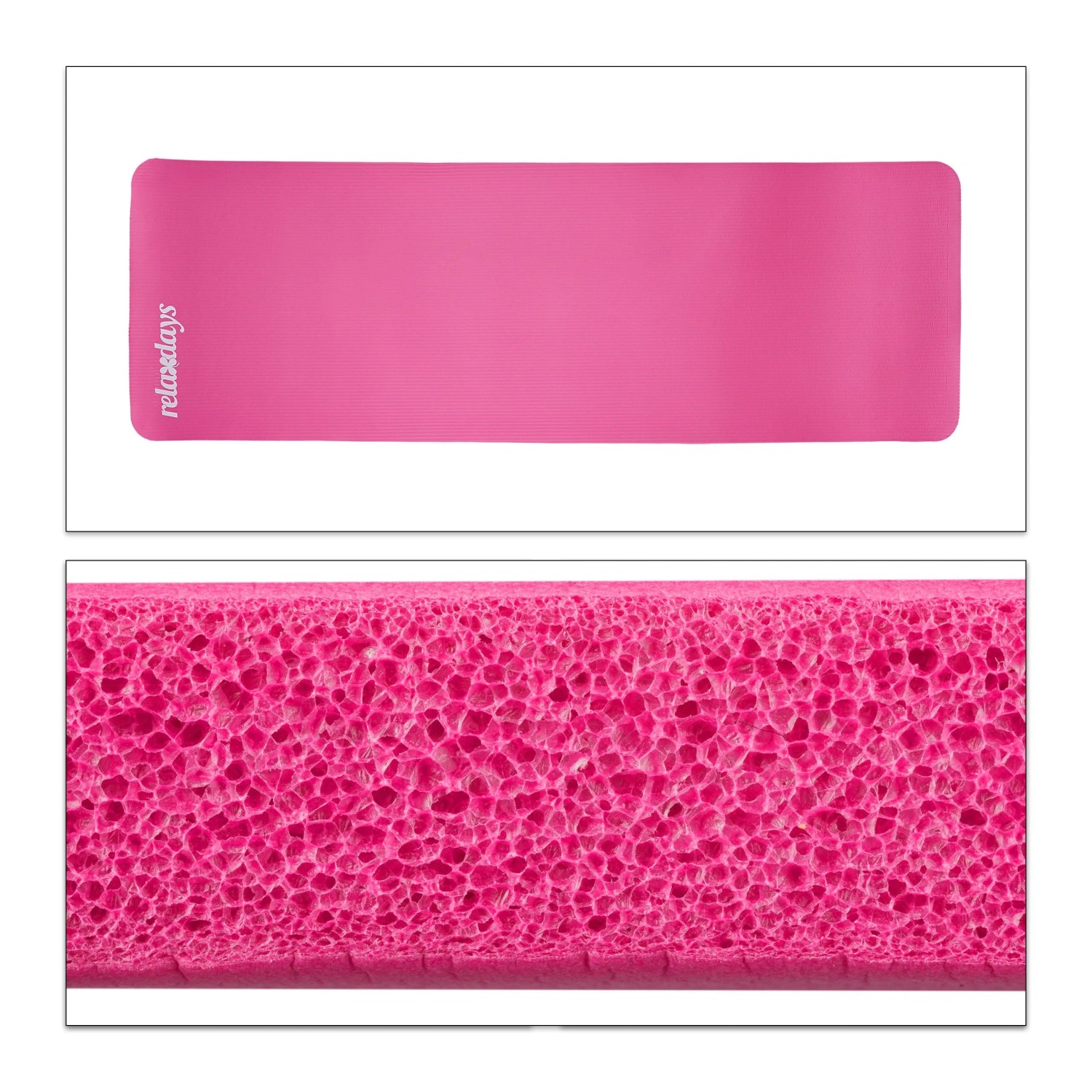 Relaxdays Yogamatte Kautschuk Pink Einfarbig 1 cm 60 cm x 180 cm 900 g