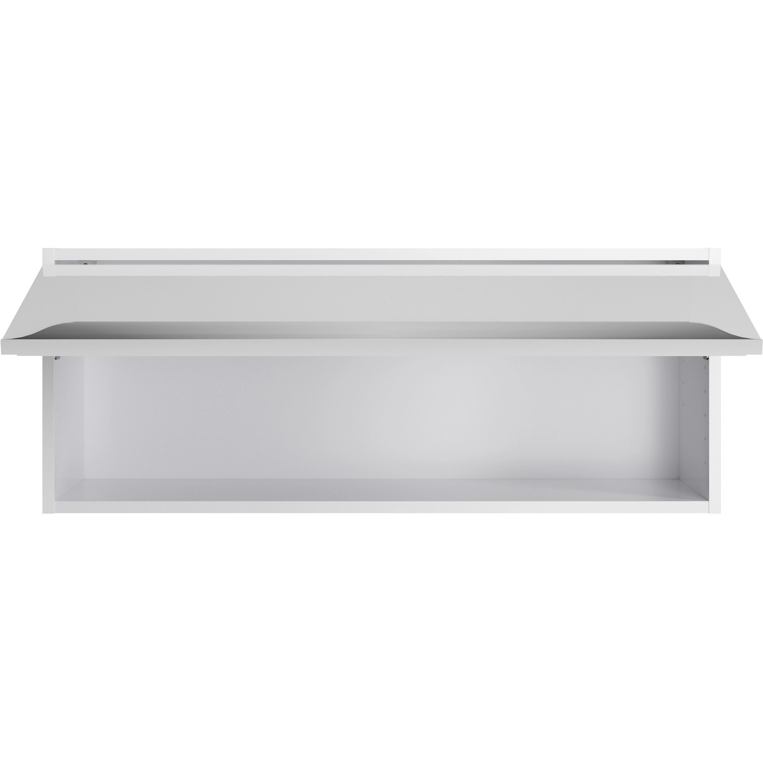 Weißer Optifit Oberschrank Arvid986, 90 cm breit, mit geöffneter Klappe. Küchen-Hängeschrank.