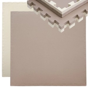 Beige eyepower Trainingsmatte 90x90 cm mit Rand, ideal als Bodenschutzmatte für Sport und Fitness.