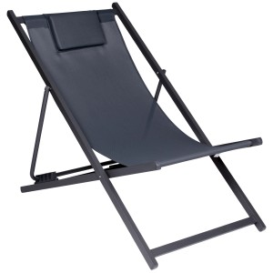 Klappbarer FIFITARA Metall Liegestuhl in Anthrazit für Garten, Balkon oder Terrasse.
