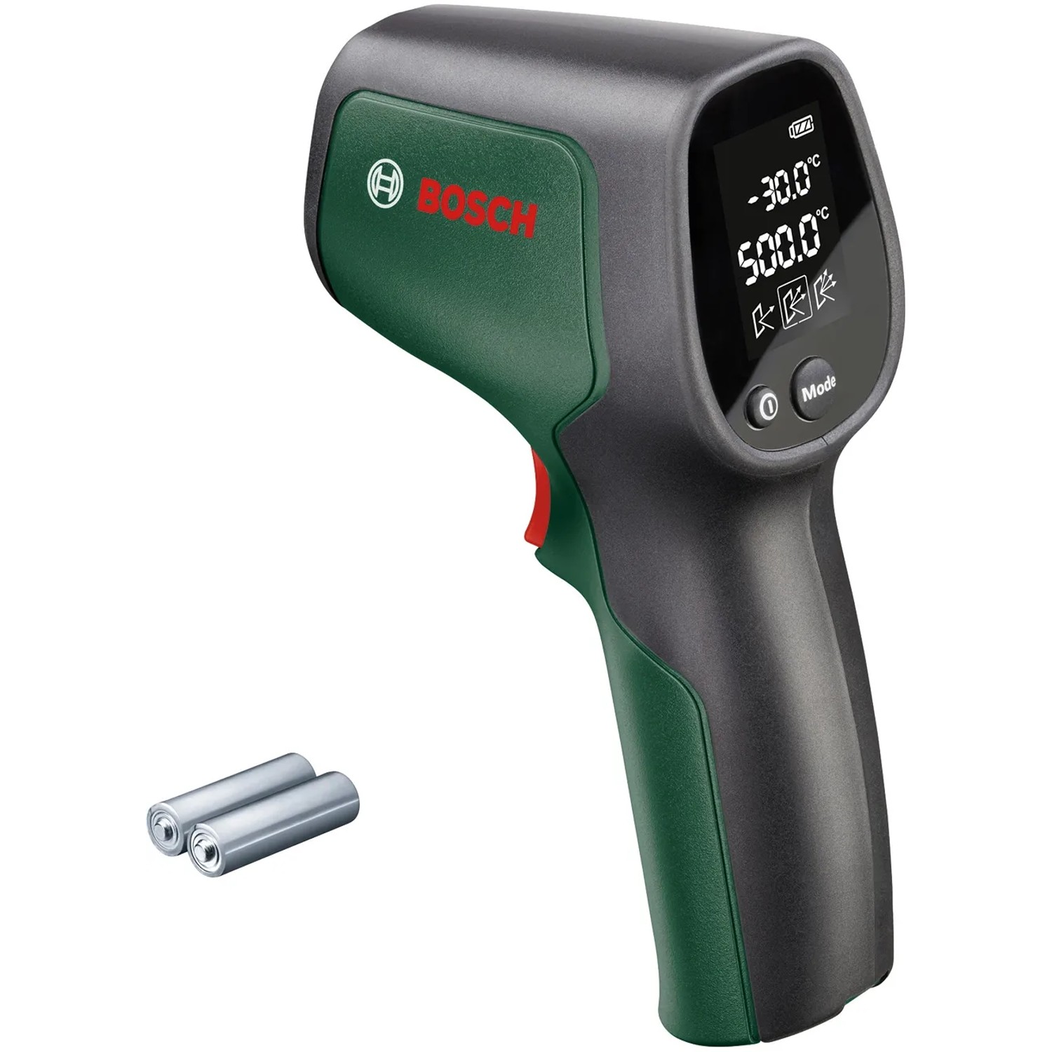 Bosch UniversalTemp Infrarot-Thermometer mit Batterien, Messbereich -30°C bis +500°C. Für Temperaturmessungen.
