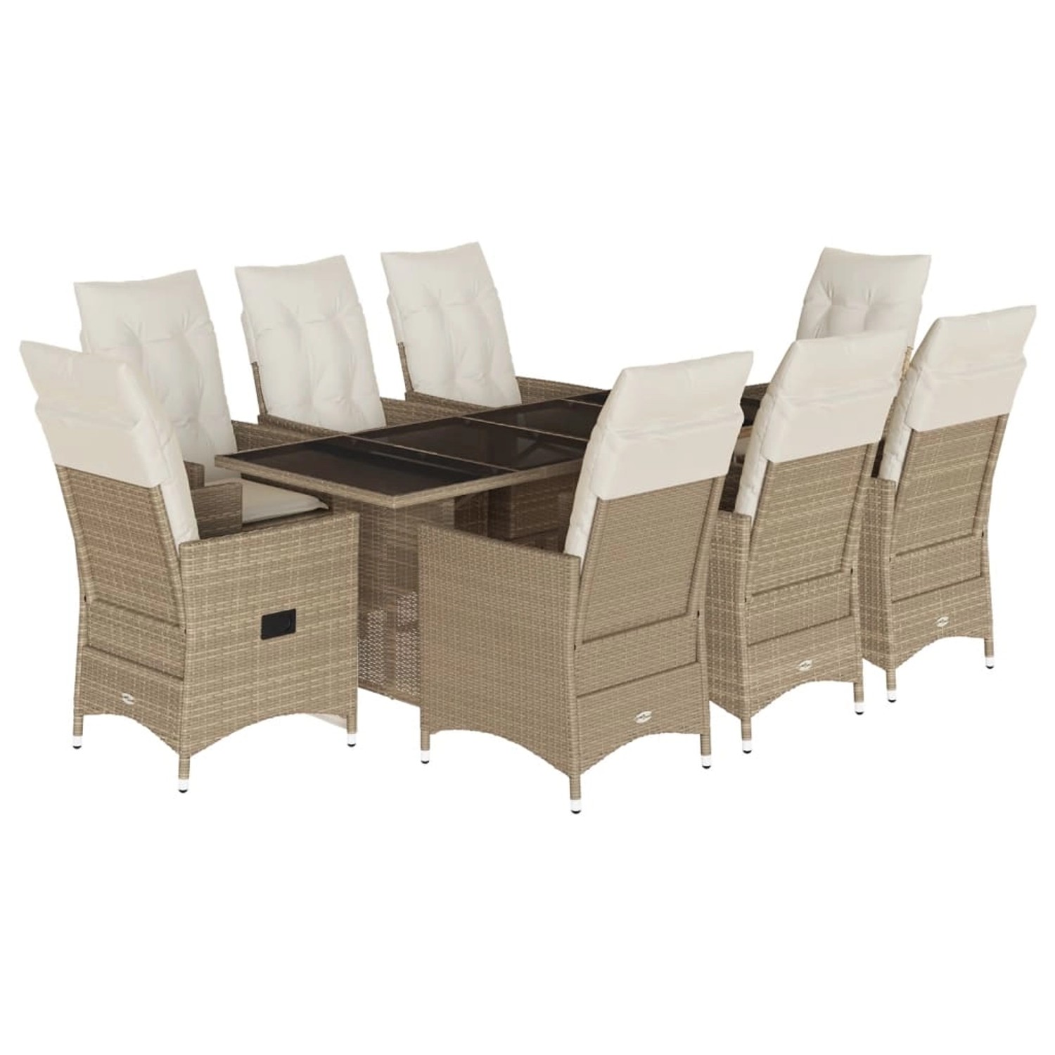 vidaXL 9-Tlg Garten-Essgruppe mit Kissen Beige Poly Rattan 3276810 günstig online kaufen