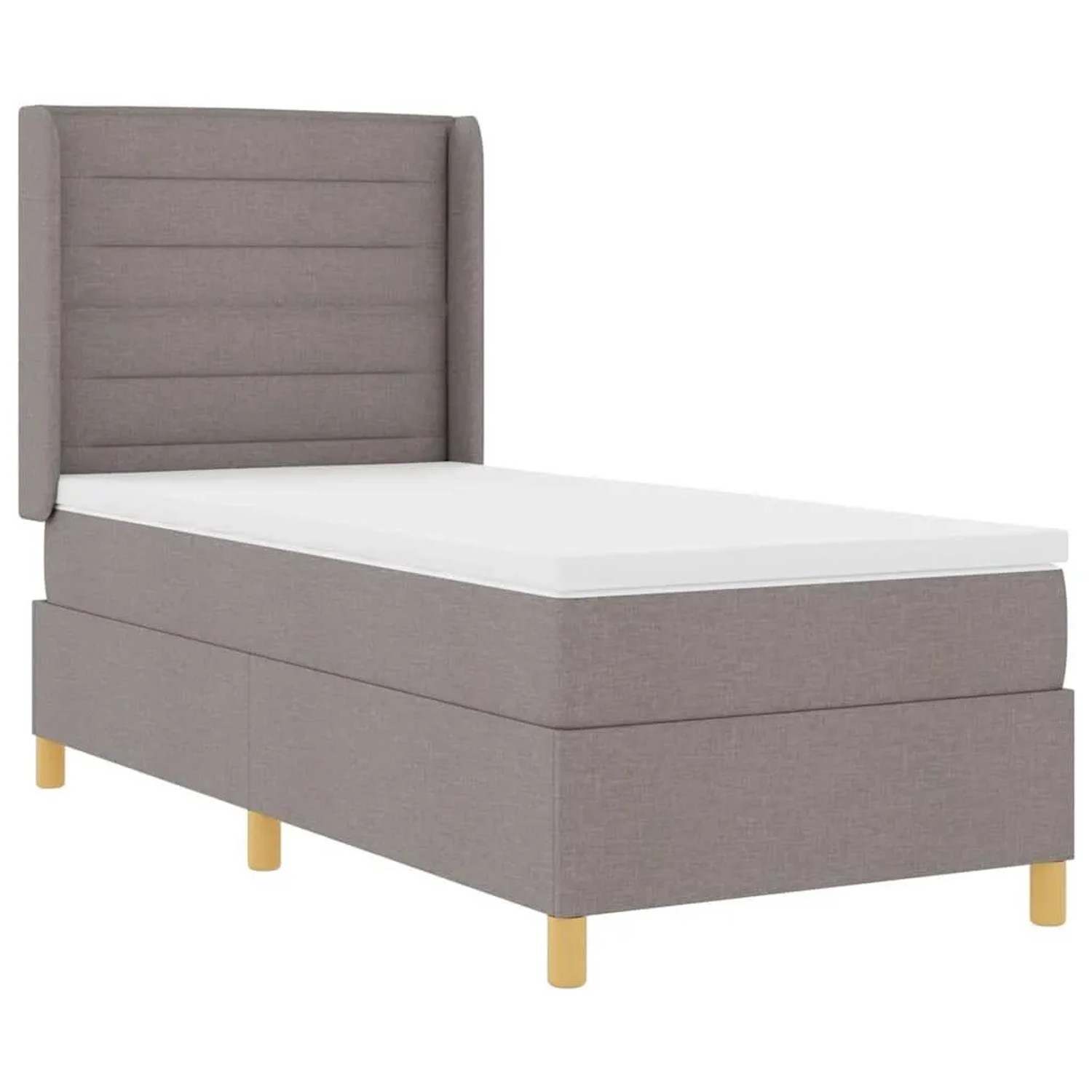 vidaXL Boxspringbett mit Matratze mit Kopfteil Taupe 90 x 190 cm Stoff 3343606