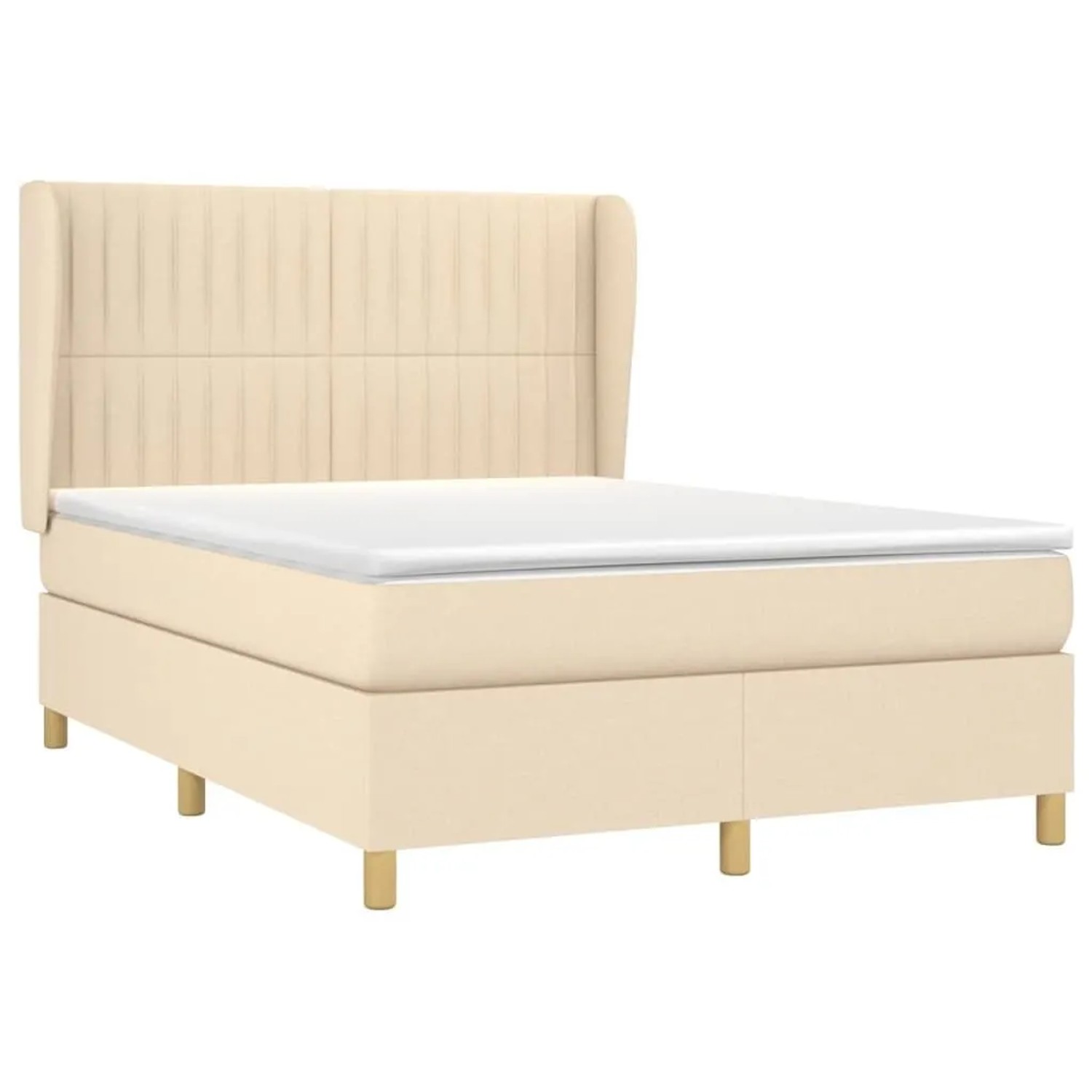 vidaXL Boxspringbett mit Matratze Creme 140x190 cm Stoff 3128682