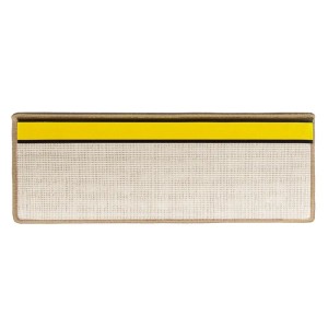 Beige Shaggy Stufenmatte "Sphinx" 23,5x65cm, rechteckig, mit gelbem Streifen. Hochflor für bequemen Tritt.