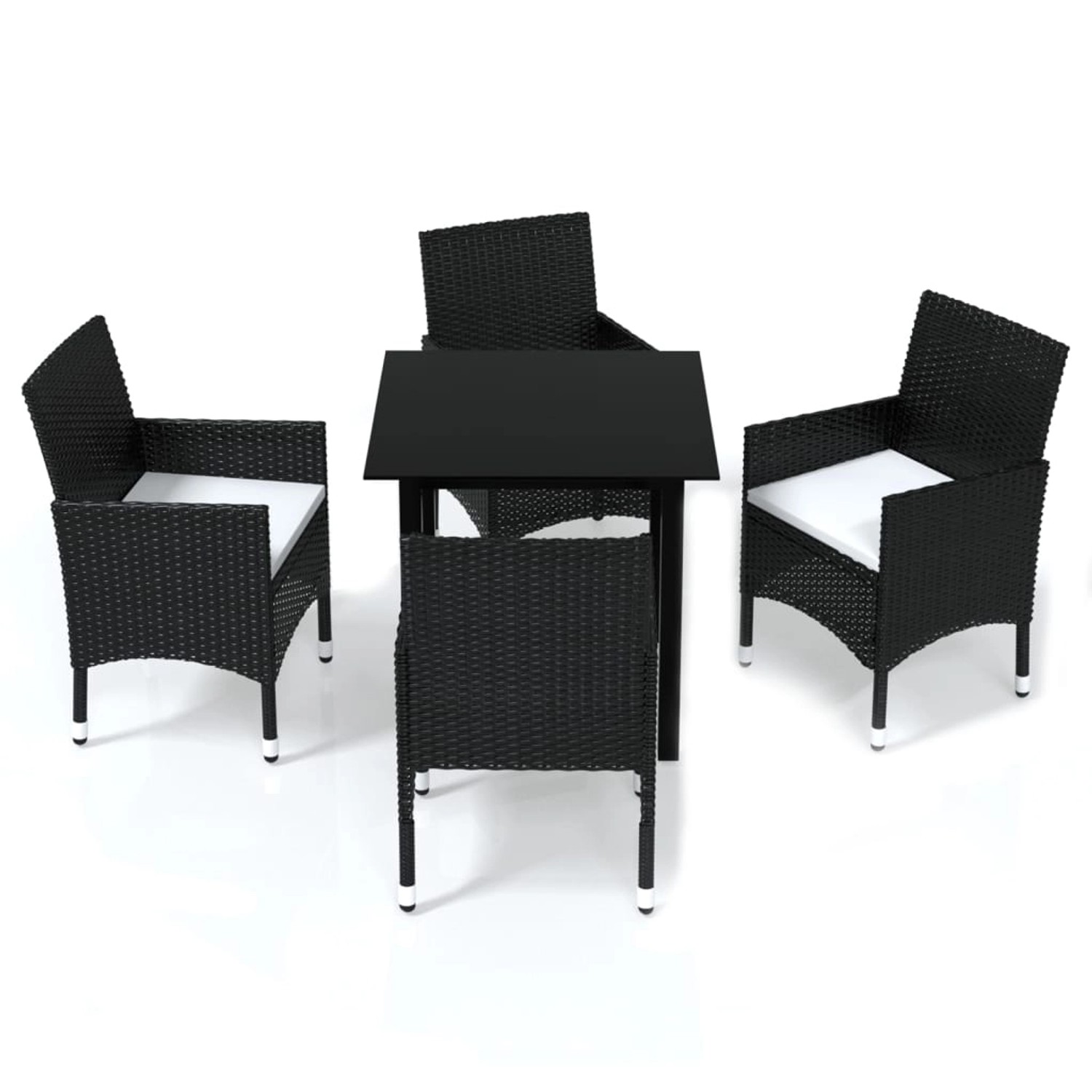 vidaXL 5-tlg Garten-Essgruppe mit Kissen Poly Rattan Schwarz Modell 8