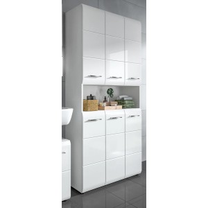 Inn.Furn Badezimmer Hochschrank in Weiß Hochglanz 90 x 185 cm Livia