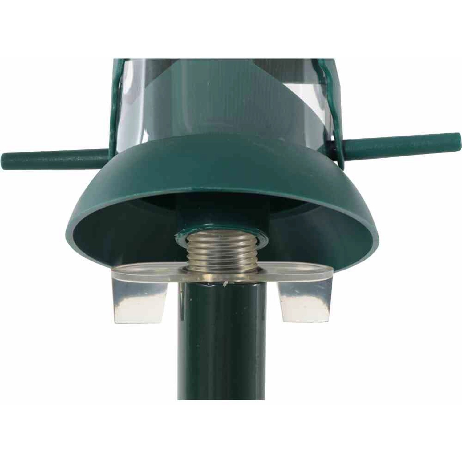 Detailaufnahme: Grüner Siena Garden Futterspender Premium aus Kunststoff, Ø 9 cm.