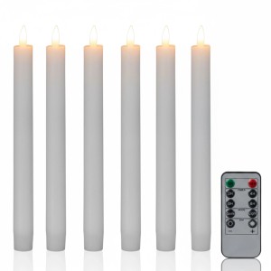 6 weiße LED Stabkerzen aus Echtwachs mit Fernbedienung und Timerfunktion. Dekorative Lampen & Leuchten.