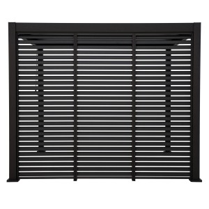 Louvre Wand 113 cm für Terrassenüberdachung, Sichtschutz mit horizontalen Lamellen.