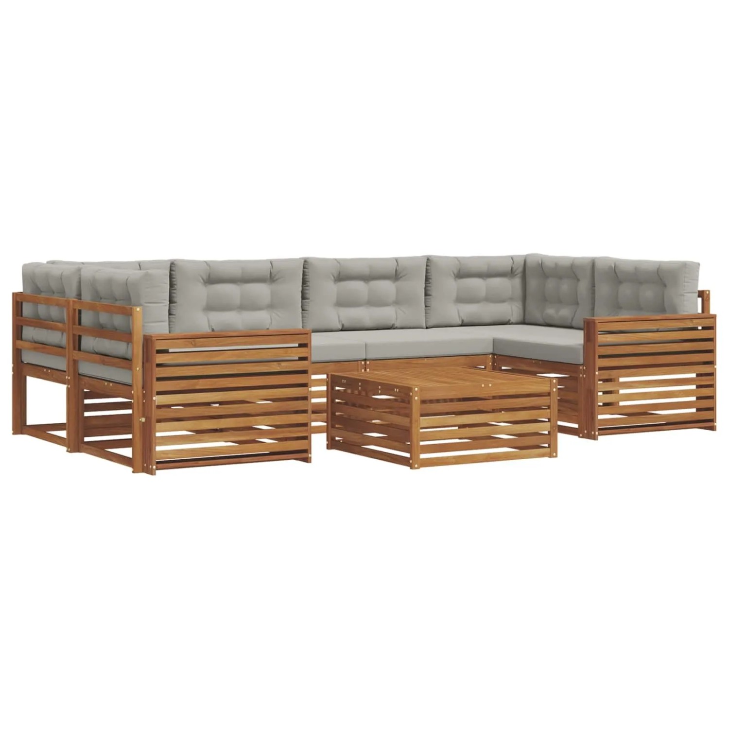 vidaXL Outdoor-Sofagarnitur mit Kissen 21-Tlg Natur und Hellgrau 3373106
