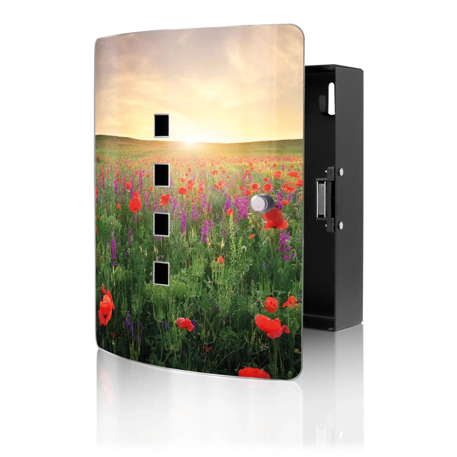 Banjado Design Schlüsselkasten Aus Edelstahl Für 10 Schlüssel 24x21,5x7cm Mit Magnetverschluss Motiv Sommerfeld