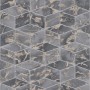 Grafik Tapete Geometrisch Grau Gold Schwarz, Würfelmuster für Wohnraum