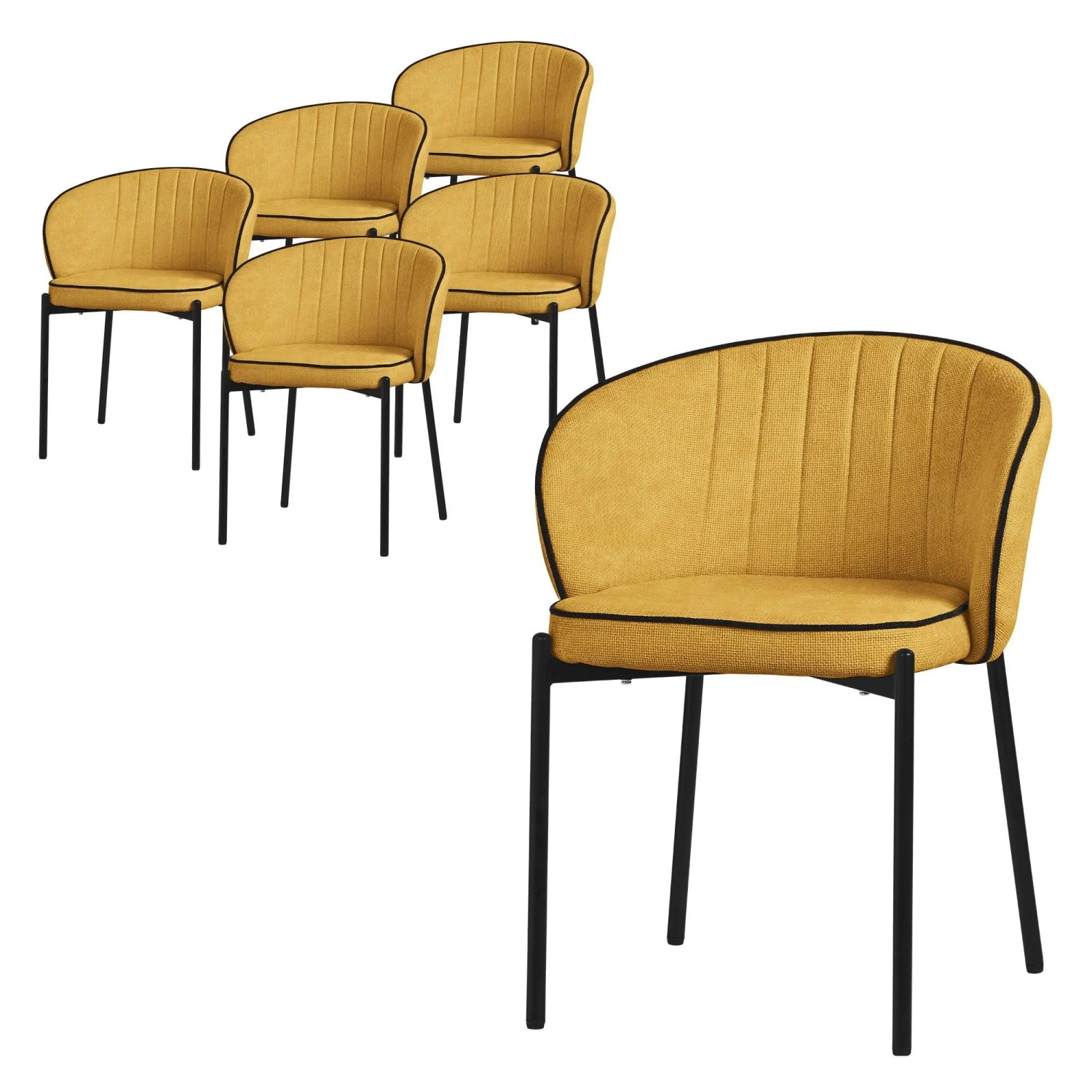 ML-Design Esszimmerstühle 6Er Set Senf mit Stoffbezug & Metallbeinen