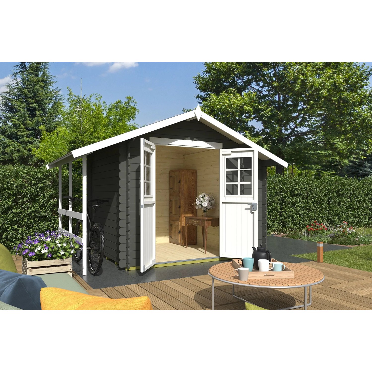 Lasita Gartenhaus Vilano 1 Grau-Grün 352,5 cm x 240 cm