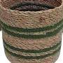 Handgefertigter Boltze Dekokorb Giada XS aus Jute und Seegras mit grünen Streifen.