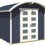 Skan Holz Gartenhaus Delft in Schiefergrau, 250x250 cm mit Tonnendach und Doppeltür.