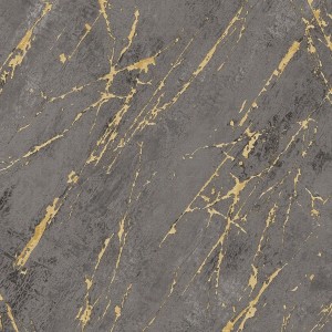 Nahaufnahme: Bricoflor Vliestapete in Marmoroptik Schwarz/Gold, scheuerbeständig für Wohnzimmer und Küche.