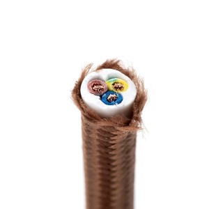 Braunes 3-adriges Textilkabel (Meterware) für Lampen und Leuchten.