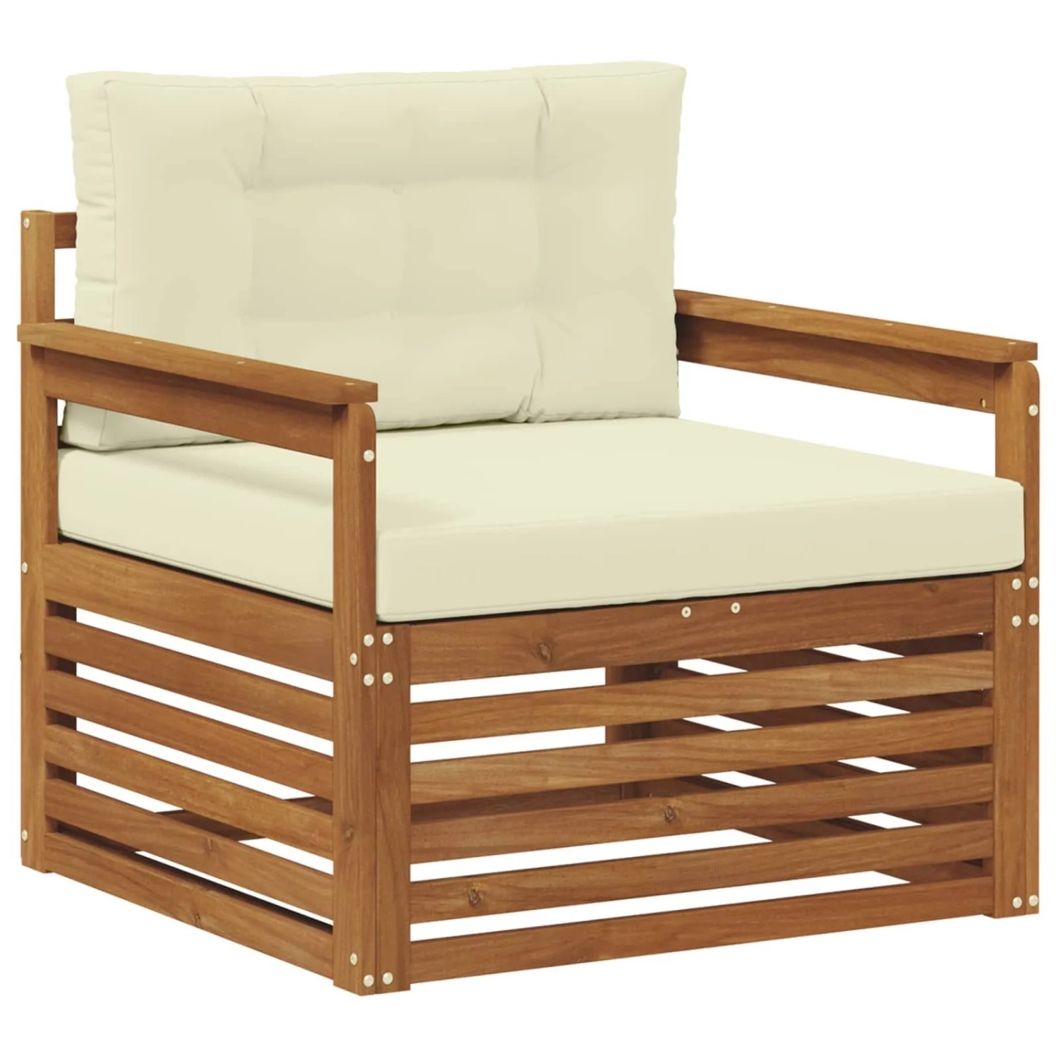 vidaXL Outdoor-Sofagarnitur Massives Akazienholz und Polyester Natur 3436380