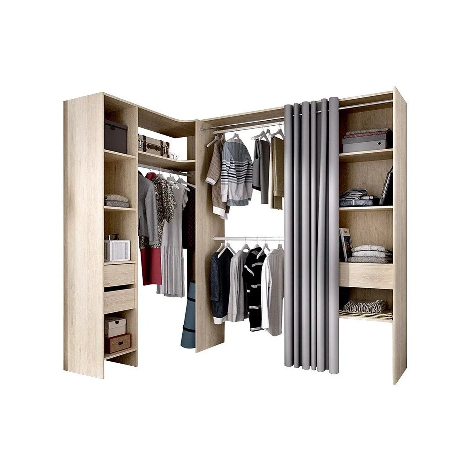 Vente-unique Offener Kleiderschrank Gontran Naturfarben Hell 164 cm  214 cm