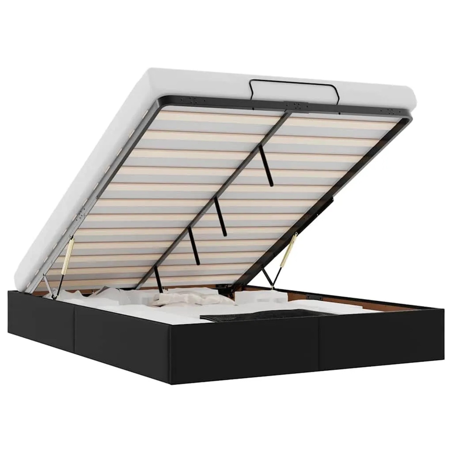 vidaXL Ottoman-Bett ohne Matratze Schwarz 140x200 cm Kunstleder 3310804