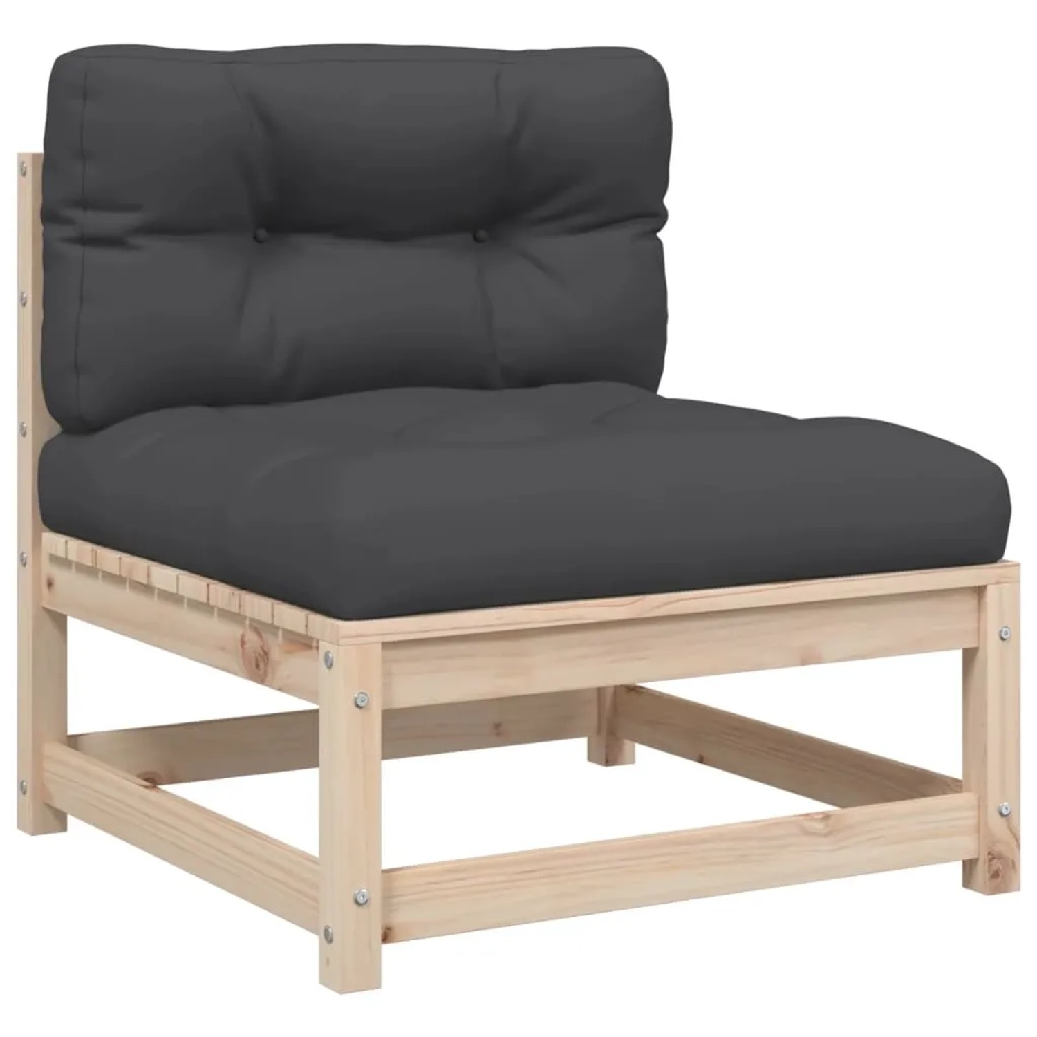 vidaXL Garten-Sofagarnitur, 8-teilig, Kiefer massiv, mit anthrazitfarbenen Kissen.