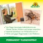Neudorff Permanent Fliegen-Spray 500ml: Frau sprüht Fliegenspray an eine Wand, Nahaufnahme einer Fliege.