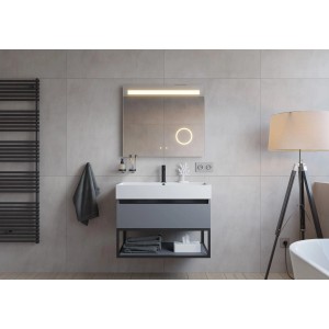 pianura Waschtisch mit Unterschrank Giulia, anthrazit matt, 80 cm breit, mit Hahnloch.