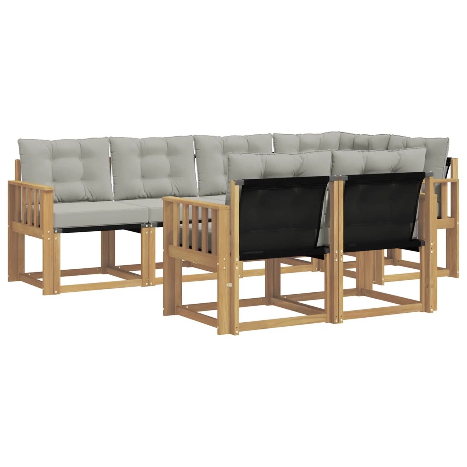 vidaXL Outdoor-Sofagarnitur mit Kissen 7-Tlg Weiß und Hellgrau 3389569