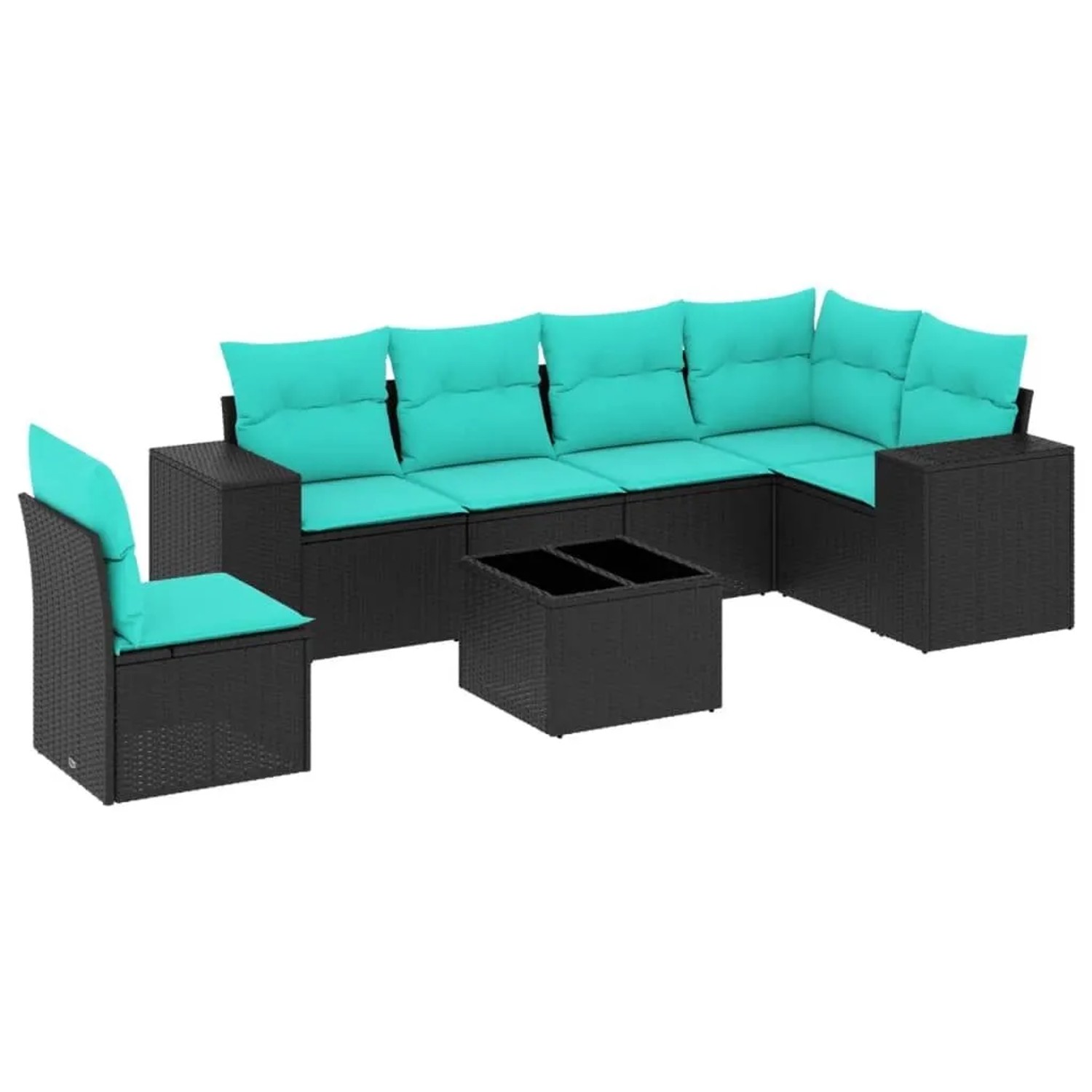 vidaXL 7-Tlg Gartensofa-Set mit Kissen Schwarz Polyrattan 3222636 günstig online kaufen